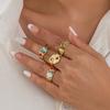 Fashionable Sturdy Metal Geometric Rings Set with Stylish Gemstones Portable for Fashion Women Ladies Casual Wear