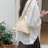 Premium Diamond Plaid Chain Bag Longxin Same Look Natural Cotton Cream Bundle Bag Small Size Bucket Bag Shoulder Bag Durable Material