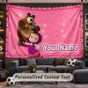 Wall Hanging Tapestry Custom NameMasha and the Bear Pattern Personalized Printed Fabric Wall Decor