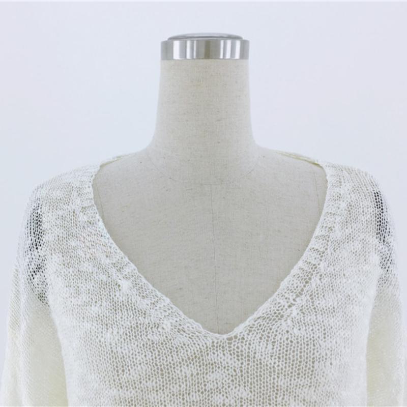 IHUASU Women's Autumn and Winter Knitwear V-neck Knit Bottom Light Loose Top