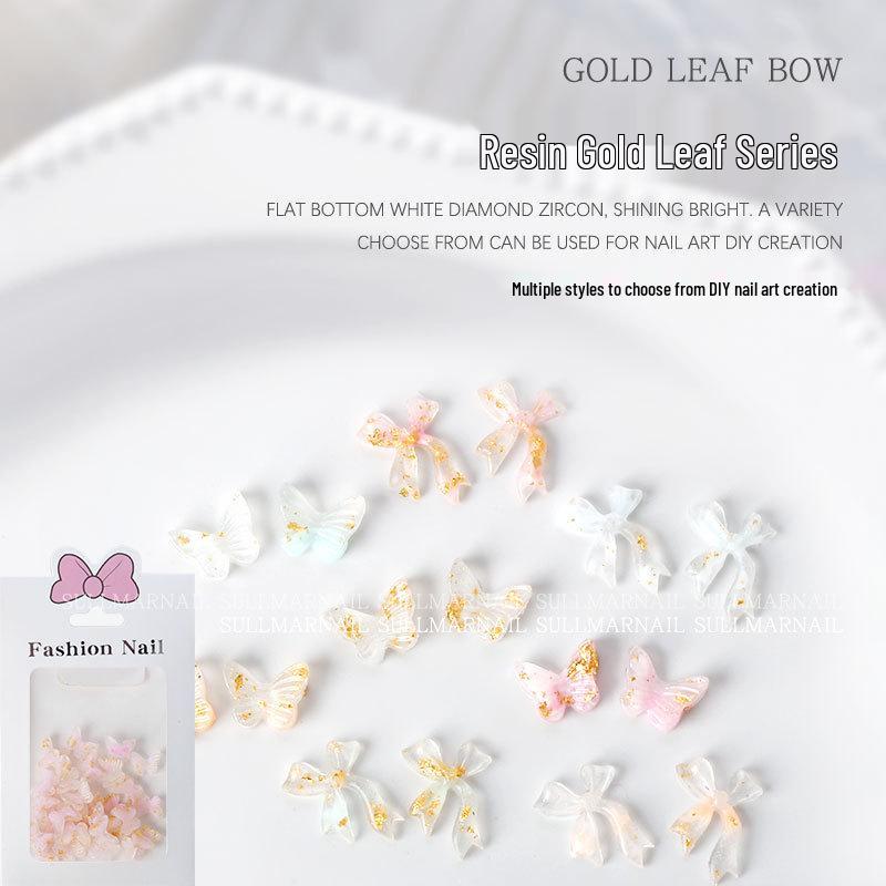 

Nail Art Decor: Gold Foil Bow & 3D Resin Butterfly Set (30pcs)