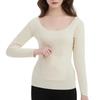 Women's Solid Color Front And Back Pockets Long Sleeved Seamless Waist  Warm Top