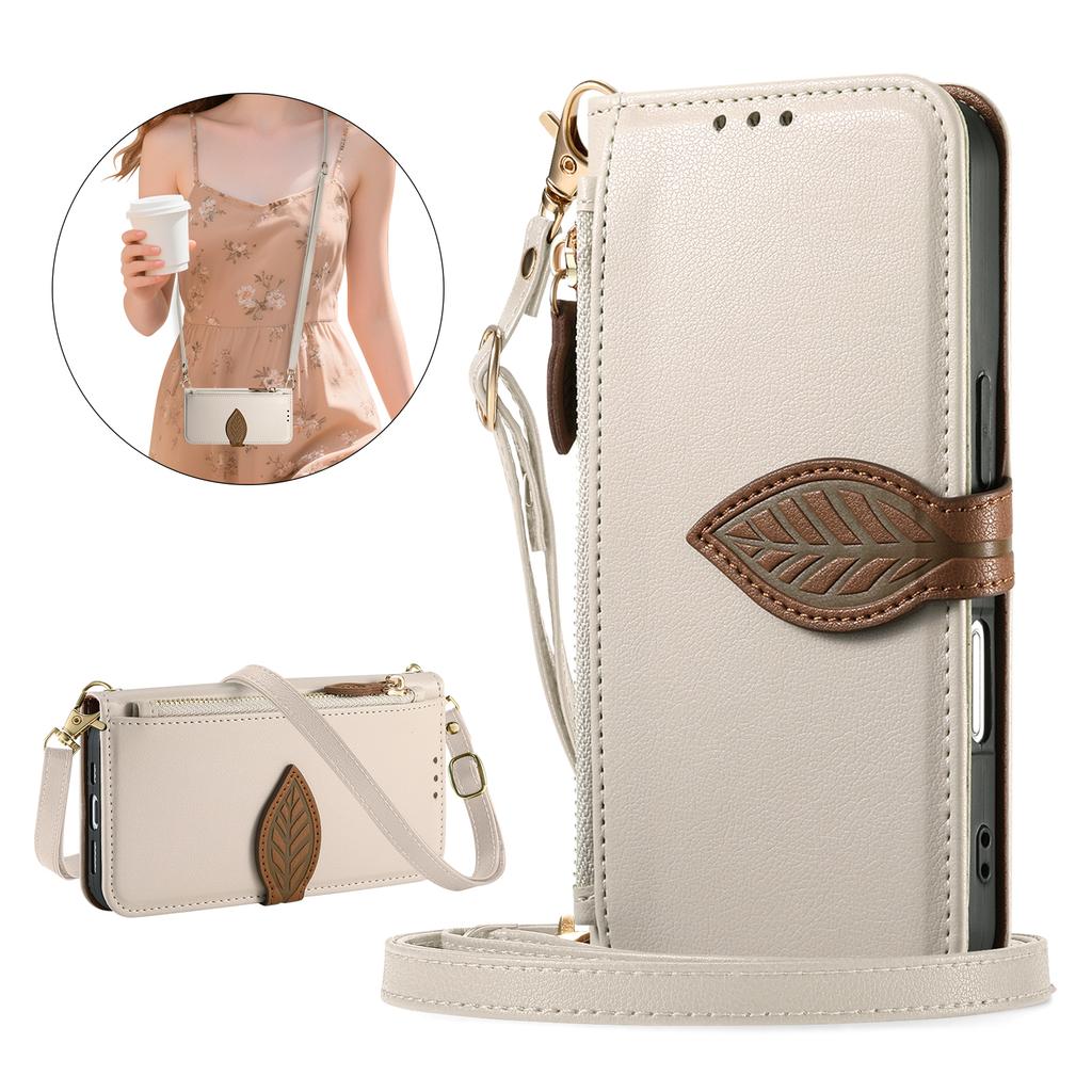 Blatt Umhängetasche Kartenfach Geldbörse Klapp Leder Handyhülle Für iPhone 17 Pro Max 16 Plus 15 14 13 12 Langes Lanyard Tasche Buchhülle