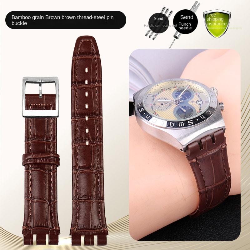 For swatch YCS YAS YGS series watch band 17mm 19mm genuine leather Wrist Strap Women men watch strap belt bracelet accessories