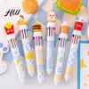 Cute Style Writing Tool Fast Food Themed 10-Color Ballpoint Pen French Fries Burger Cheese Pattern Topper Designs Multi-Color for Journaling And Notes