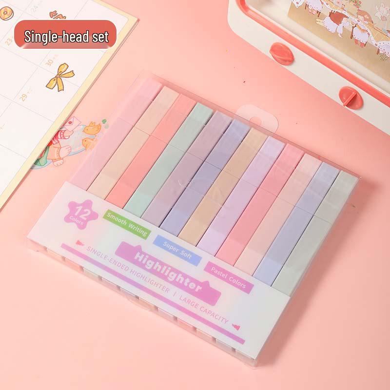 Creative Dual-Tip Fluorescent Marker: Highlight & Color with Round and Slanted Tips, Eye-Friendly Design for Students.