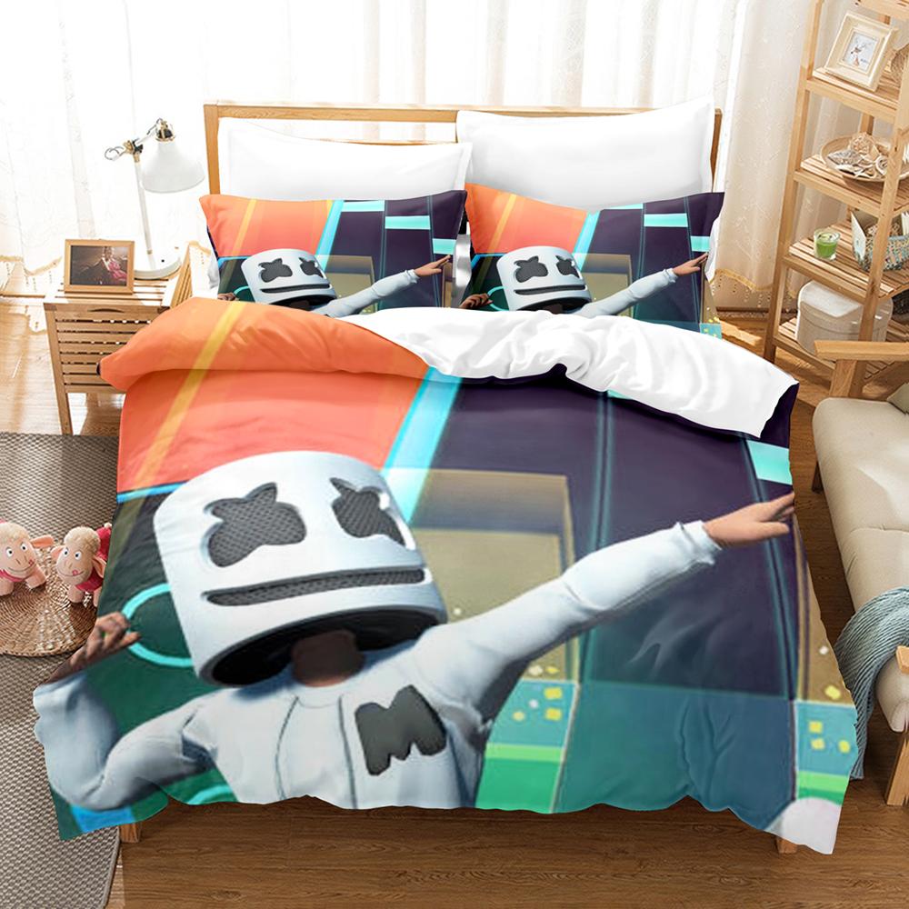 Bettdecke Dj Marshmello Bettwäsche Set Einzelbett Twin Full Queen King Size Hip Hop Bett Set Aldult Kinder Schlafzimmer Bettdecken Sets 3D Druck 035