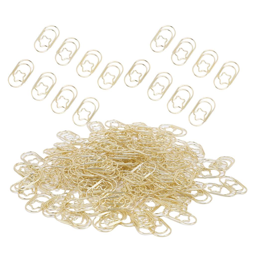 200 Pcs Star Shaped Paper Clips Gold Cute Fun Decorative Metal Bookmark Planner Clips with Transpare