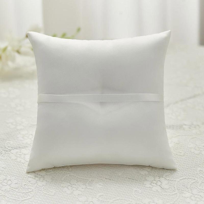 Cuscino Portafedi con Perle, Fiocchi e Orsetto per Matrimoni, Balli di Fine Anno, Anniversari, Cerimonie e Feste in Spiaggia Morbido Cuscino con Fiocchi