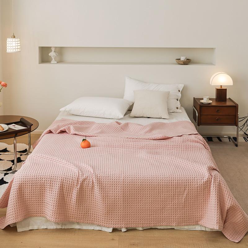 Summer 3D Waffle Plaid Pure Cotton Bed Blanket Throw Thin Quilt Knitted Bedspread Home Hotel Coverlets Sofa Cover Throw Blankets