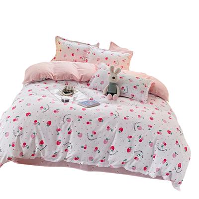 4 Piece Washed Cotton Bed Sheet Set Brushed Finish Duvet Cover Pillowcase For Years Round Comfort Family Household Use