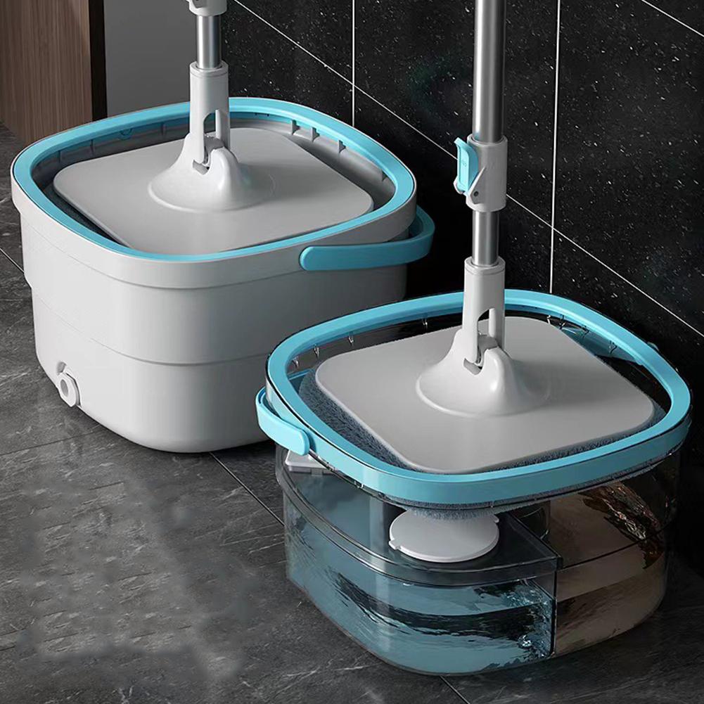 Microfiber Spin Mops Bucket with 4 Replaceable Mop Pads Separation Dirty and Clean Water Wet and Dry Mop 360 Rotating Square Mop
