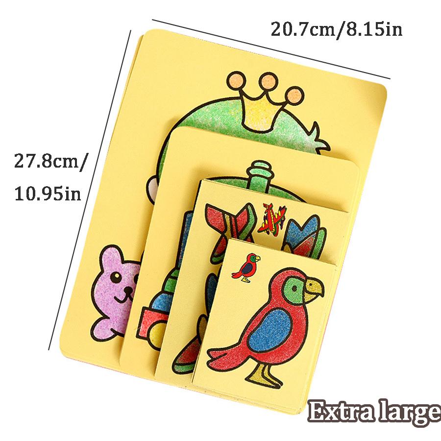 Childrens DIY Sand Art Kit Cartoon Doodle Gift Preschool IQ Craft Making Colorful Sand Art Toy 3 Sizes