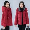 Womens Winter Hooded Cotton Coat Plus Size Solid Color Warm Loose Casual Jacket