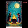 Vintage Gothic Witch Metal Wall Art  Cauldron  Full Moon Witchcraft Sign with 2 Witches Bats  Potions  Durable Indoor