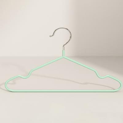 Clothes Hanger Hanger With Grooves For Airing Children Adult Metal Simple Thick Non-Slip Dip Plastic Coat Hanger Blue Green