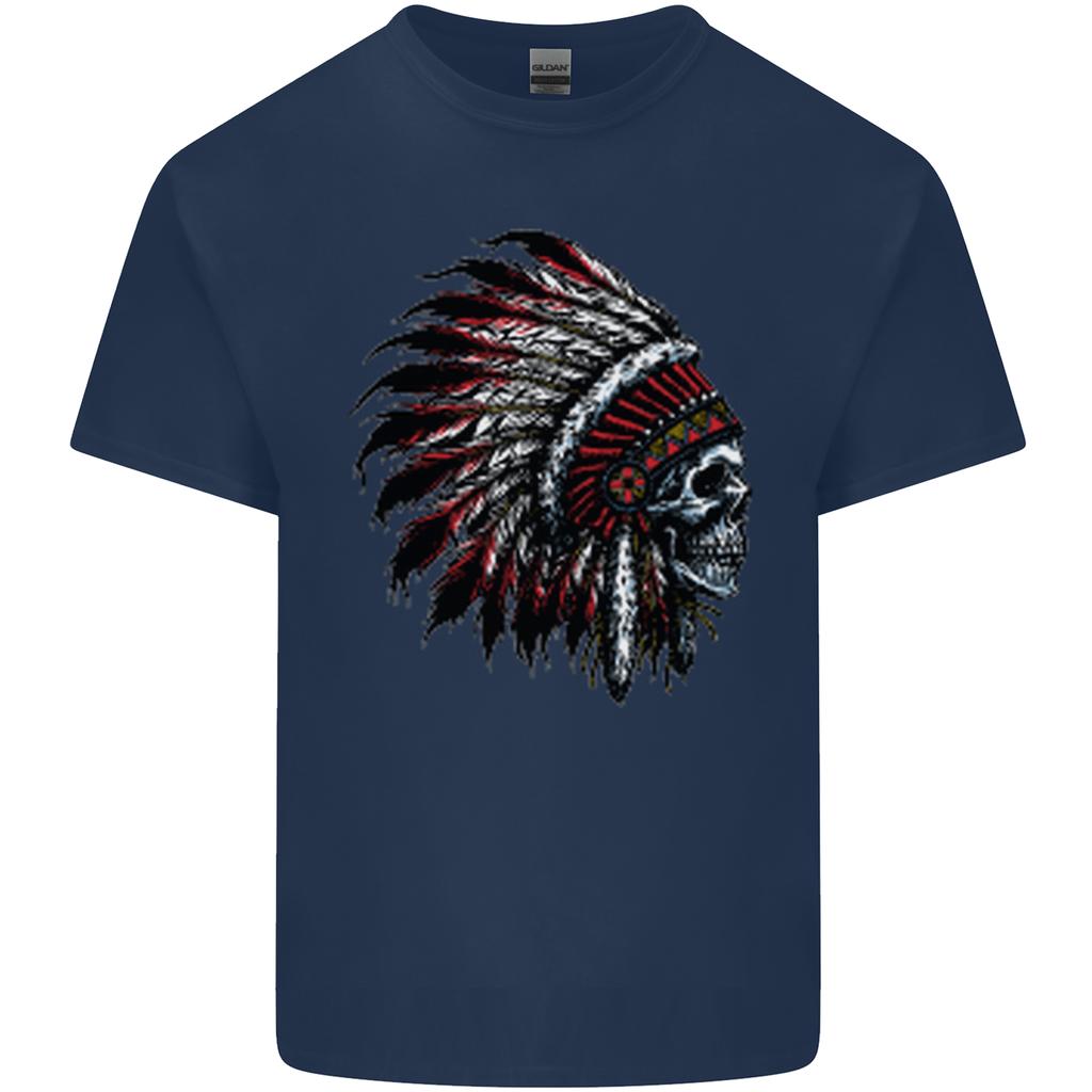 Indian Skull Headdress Biker Motorcycle Unisexs Light Cotton TShirt