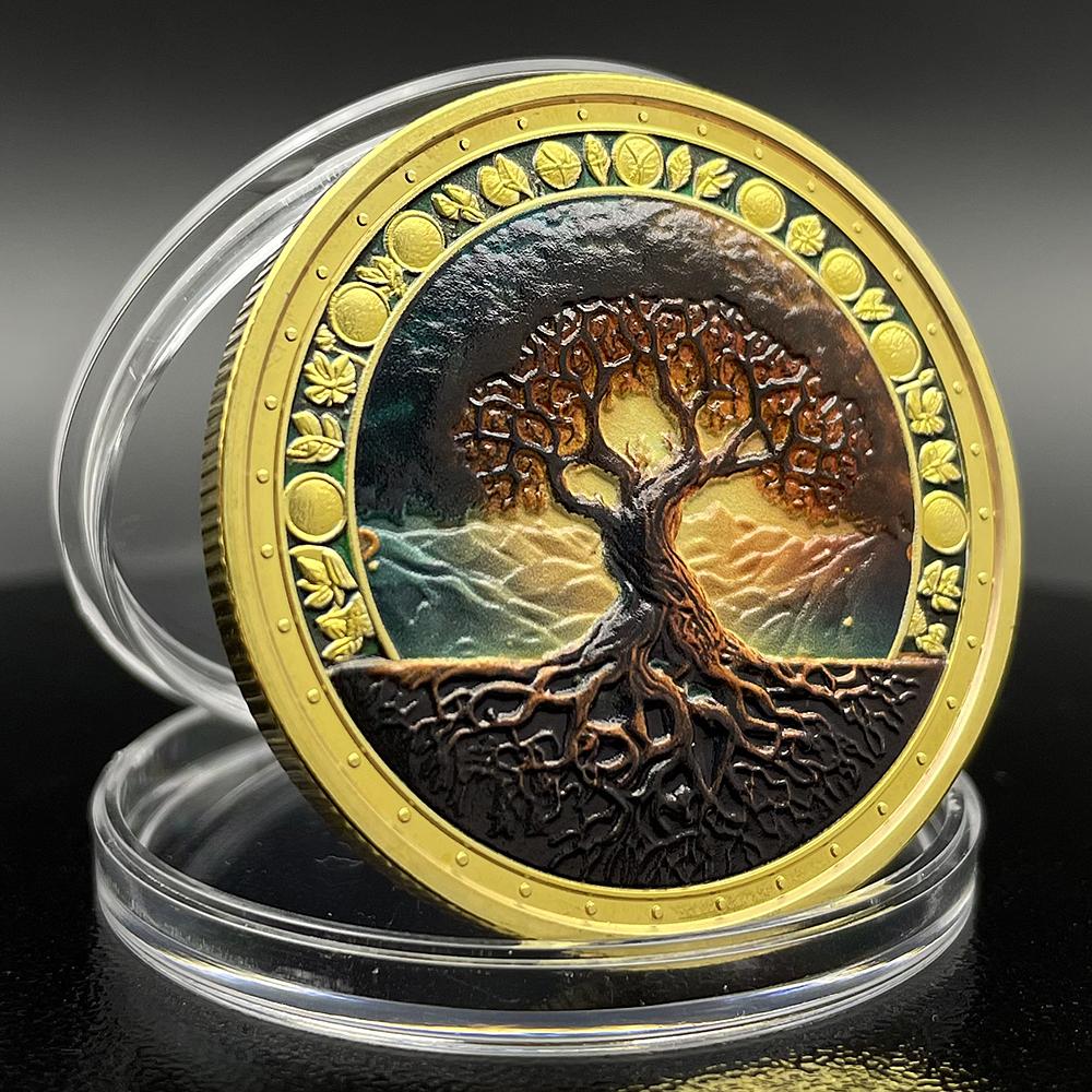 Tree of Life Gold Coin Collectible Elune s Blessing Symbolic of Peace Commemorative Medal in Capsule Creative Decoration