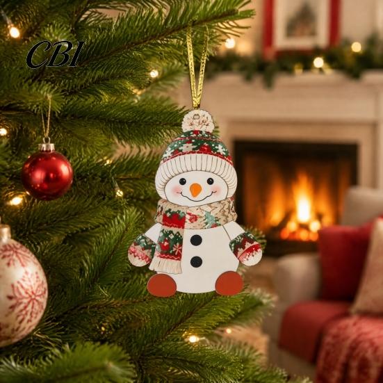 Xmas Tree Hanging Decor Christmas Snowman Ornament, 2D Acrylic Lightweight Pendant, Fade Ornaments Resistant Piece for Holiday Party Festive Gift Tags