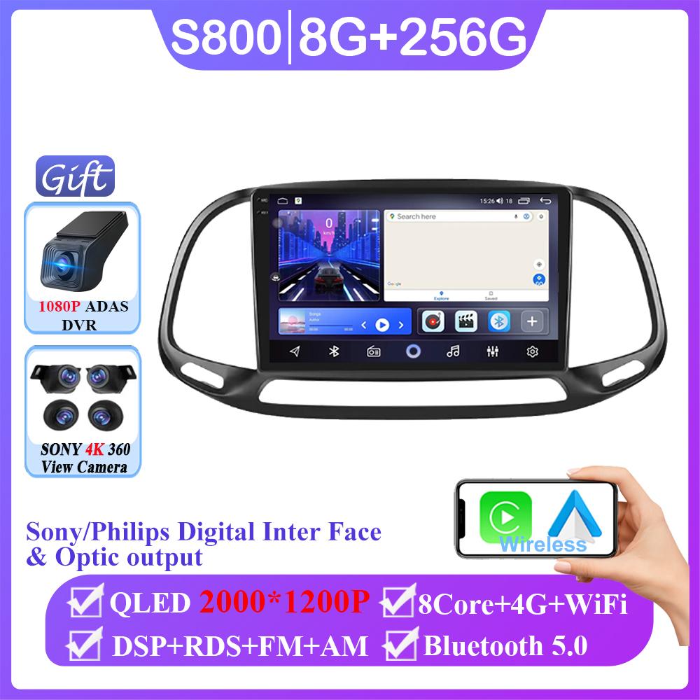 Wireless Carplay For Fiat Doblo 2015 - 2020 Android 14 Auto Radio Stereo Navigation Multimedia No 2din DVD High-performance QLED