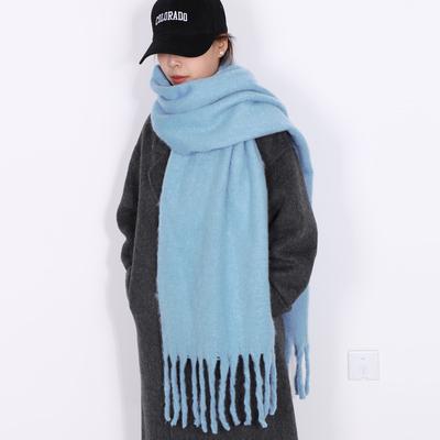 Écharpe de couleur unie pour femme Super épaisse et chaude en hiver Grand châle Peluche Blanche Neige Foulard Design Unisexe