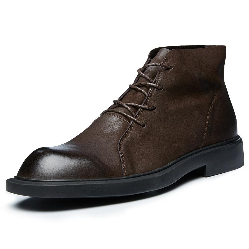 Martin Boots Men'S Medium-Top Retro British Boots Men'S Short Boots Low-Top Soft-Soled Leather Shoes Winter Tooling Boots Men'S