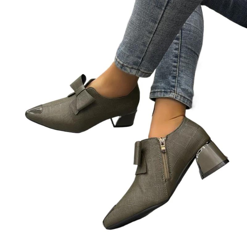 Fashion 2025 New Ladies Shoes Side Zipper Women's High Heels Fashion Butterfly-knot Office and Career Hot Sale Plus Size High Heels