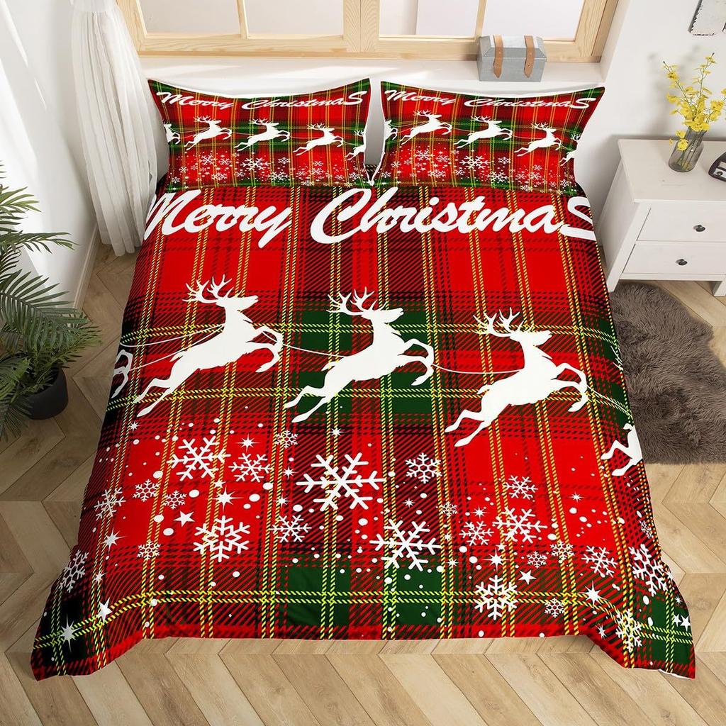 Christmas Snowman Down Comforter Set Bedding Set 3-piece Duvet Cover Set
