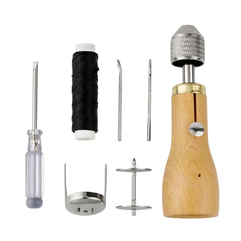 

Portable Sewing Awl Kits Leather Sewing Awl Thread Kits Wood Handle Stitching Awl Hand Leather Repair Tool for Leather