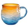 Meerglas Sonnenuntergang Tasse Handgeblasene Ozeanwellenmuster Tasse Einzigartige strukturierte Strand-Thema Tassen Für Tee Meeresinspirierte Trinkgeschirr