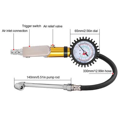 Inflator Reifenfüller Manometer Pumpe 12 Selbstspannender Reifenfüller Mit Luftdruckmesser Und Schnellluftanschluss