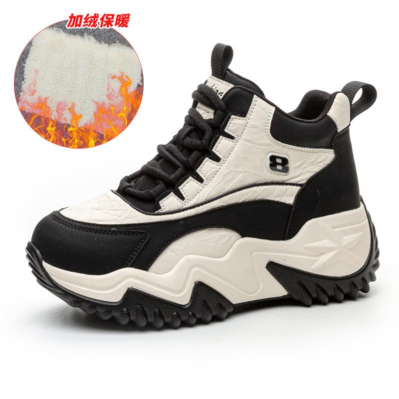 9906 leather high-top shoes new versatile spring and autumn platform sports casual black retro shoes
