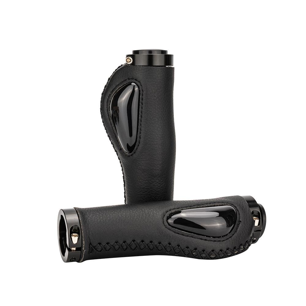 ZTTO Leather Bike Handlebar Grips Silcone Dual Lock-on Bicycle Grips AntiSlip Handle Bar End Grips