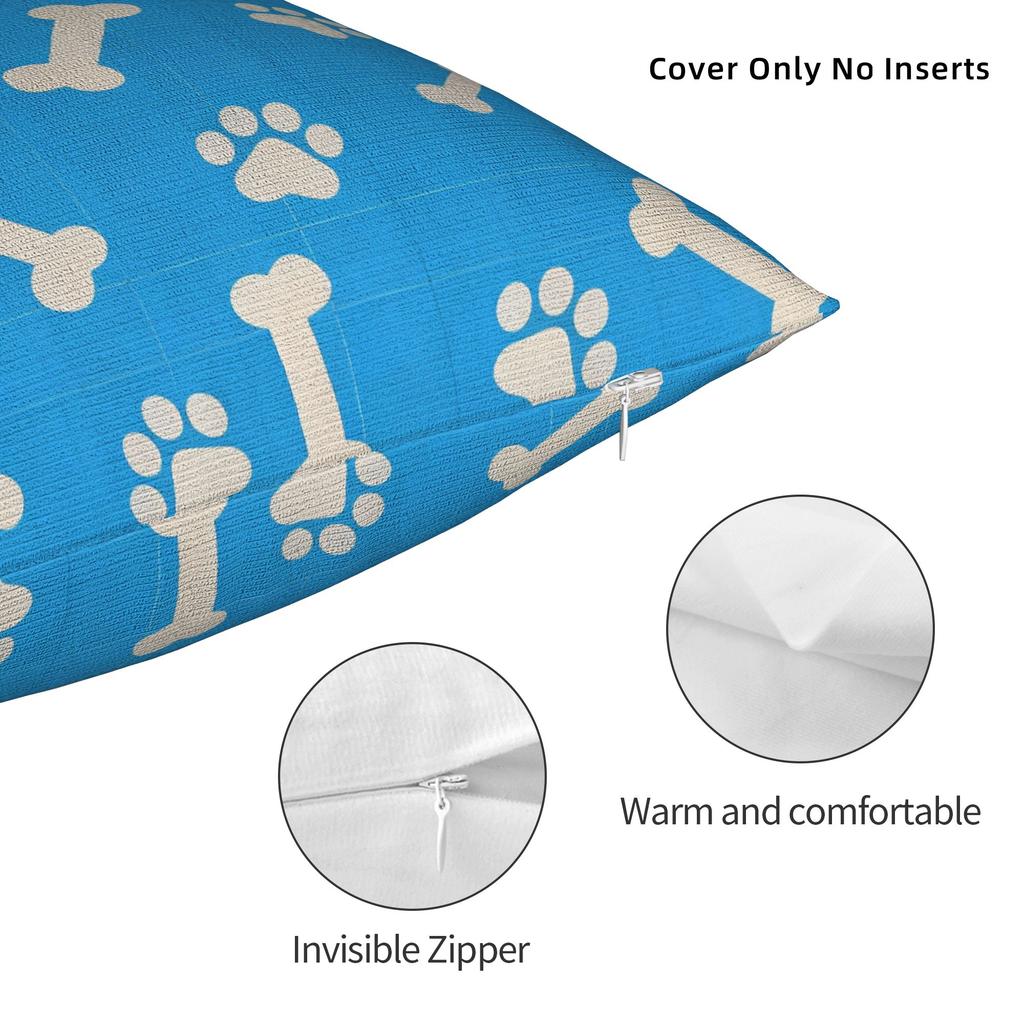 Dog Paw Print And Bone Pillow Cover Vintage Pillow Case For Sofa Couch Bed Living Room Comfy Pillowcases Gift