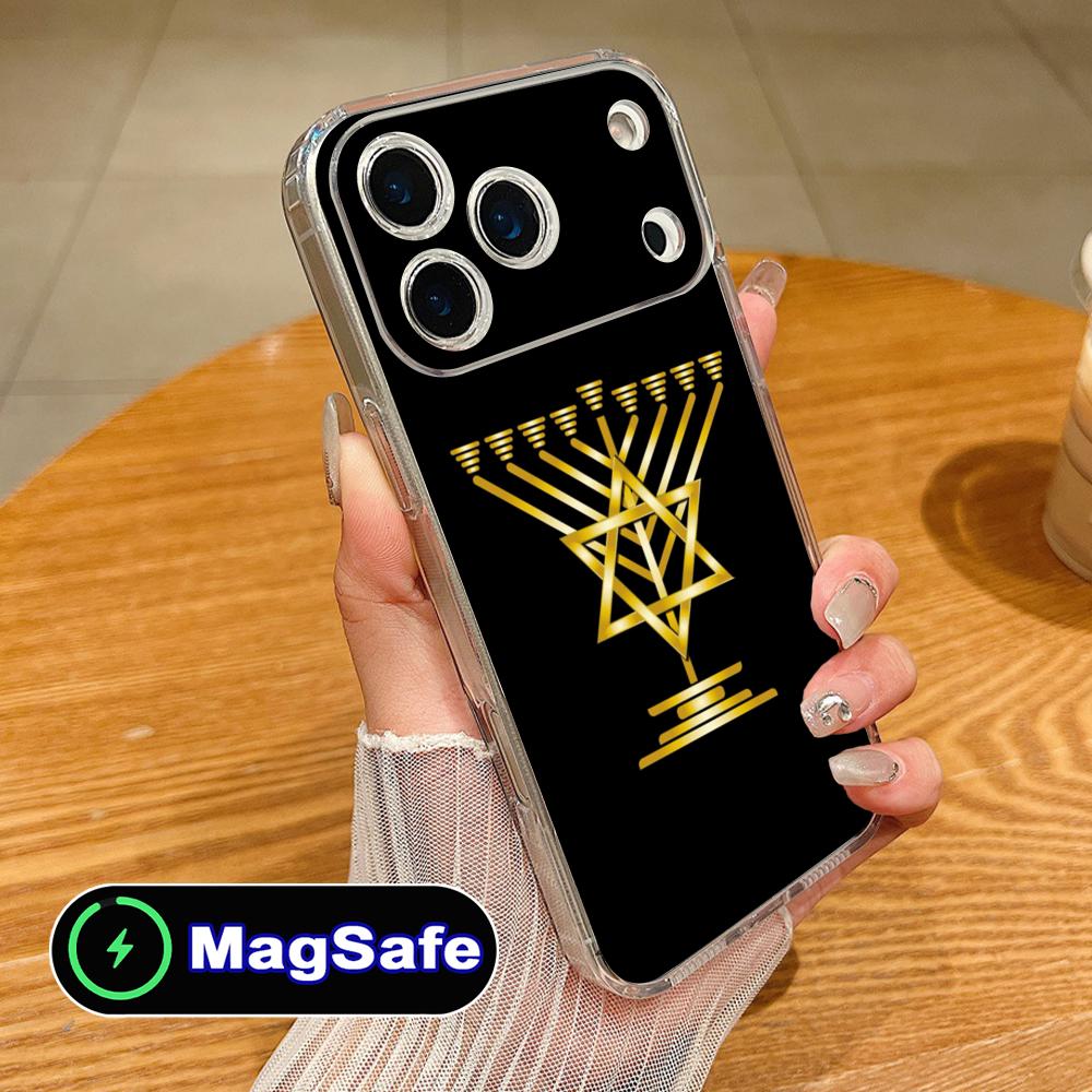 Jewish Hanukkah Mobile Phone Case for iPhone 17 16 15 14 13 12 11 Air Pro Max Plus Mini Magsafe Clear Colorful Cover Luxury