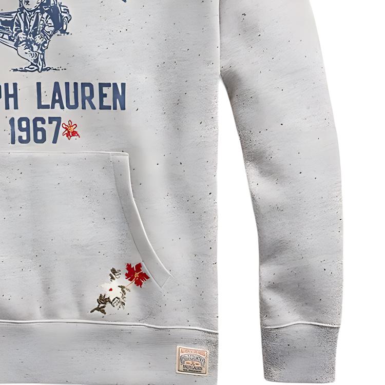 Polo Ralph Lauren Bear Print Hooded Loose Sweatshirt Men sweatshirt Gray 710937333-001