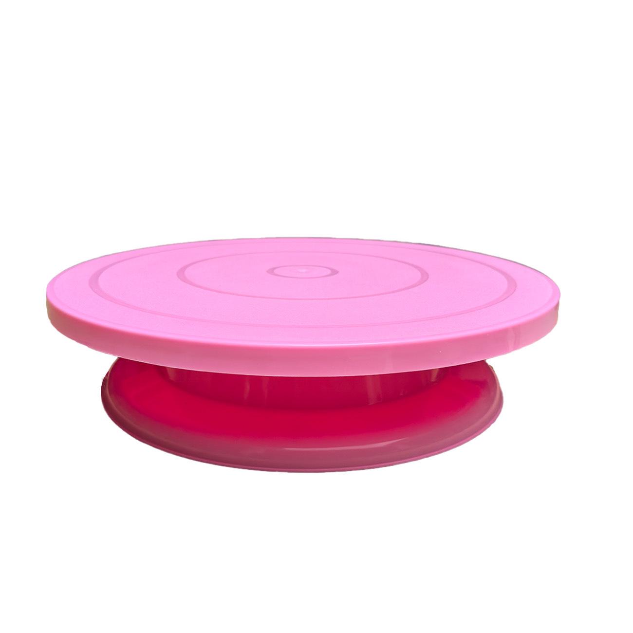 360° Rotating PP Plastic Cake Decorating Turntable Pink Turntable