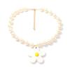 European and American fresh, sweet and cute creative design ceramic flower pendant simple personality versatile women's necklace