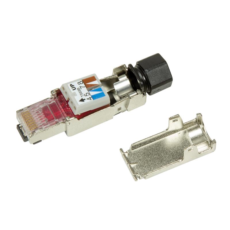 RJ45 Plug Cat.6A Shielded LogiLink 10G, PoE++ Tool-Free Mounting