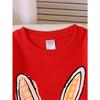 Kids Crewneck Sweatshirt, Pink Bunny Face with Orange Ears Graphic Print,Spring Autumn Casual Sport Tops