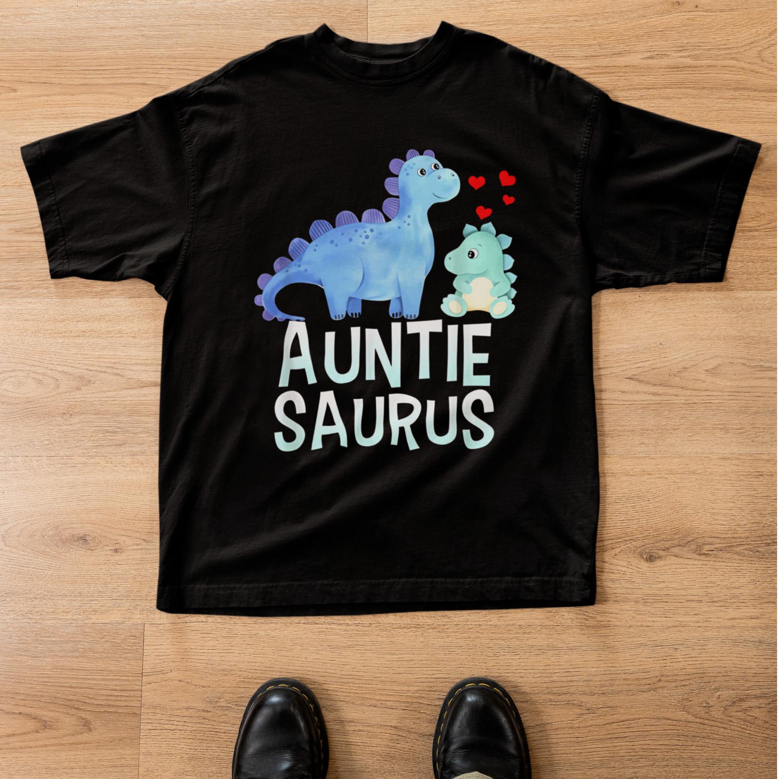 Auntiesaurus Shirt Funny Aunt Gift Cute Dinosaur Auntie Tee L