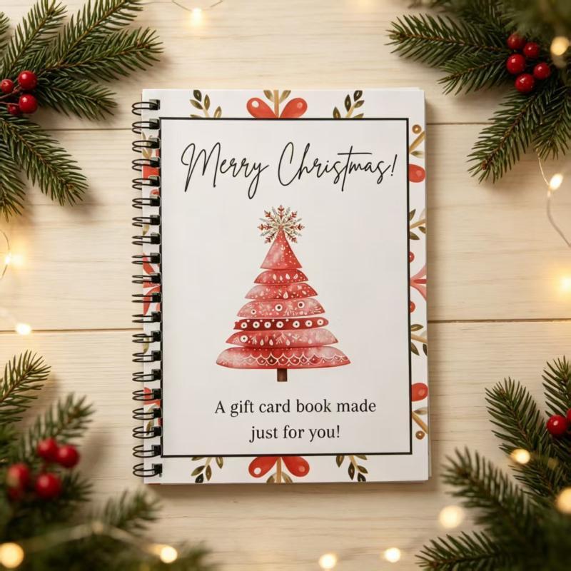 Libro de Tarjetas de Regalo de Navidad con Espiral Festival Regalos de Navidad Para Adolescentes Organizador de Tarjetas de Felicitación Soporte para Tarjetas de Felicitación