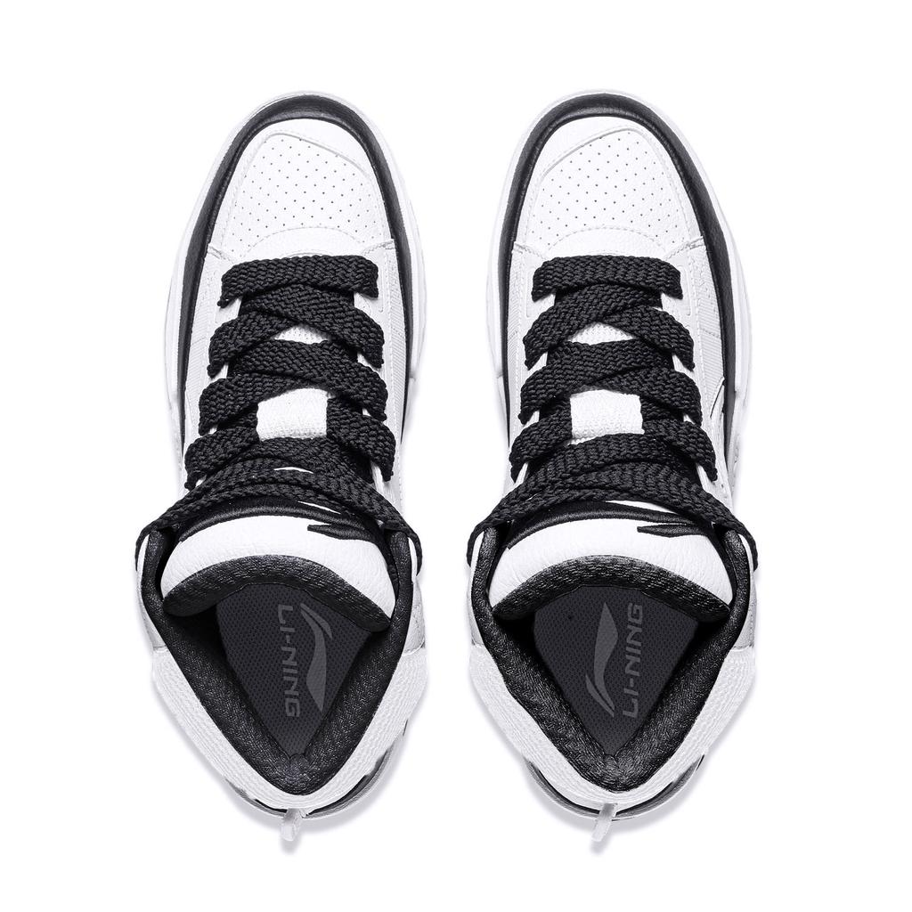 New LiNing Mileage Anti Slip Wear Resistant Mid Top Skateboard Shoes Women's White Black AGCT284-1