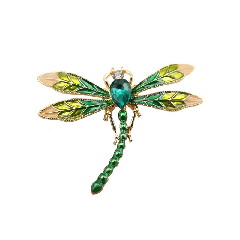 Green Enamel Dragonfly Brooch for Women Flying Animal Fashion Clothing Pins Enamel for Women Accessories
