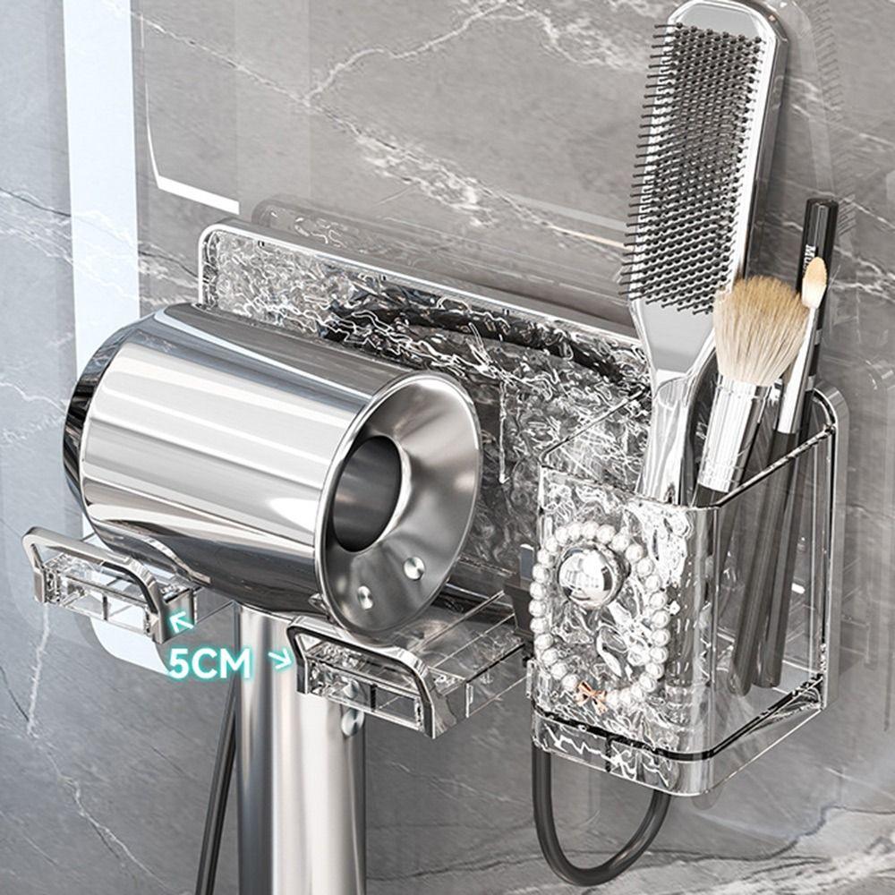 Punch Free Hair Dryer Rack Transparent Hair Tool Storage Rack New Bathroom Accessories