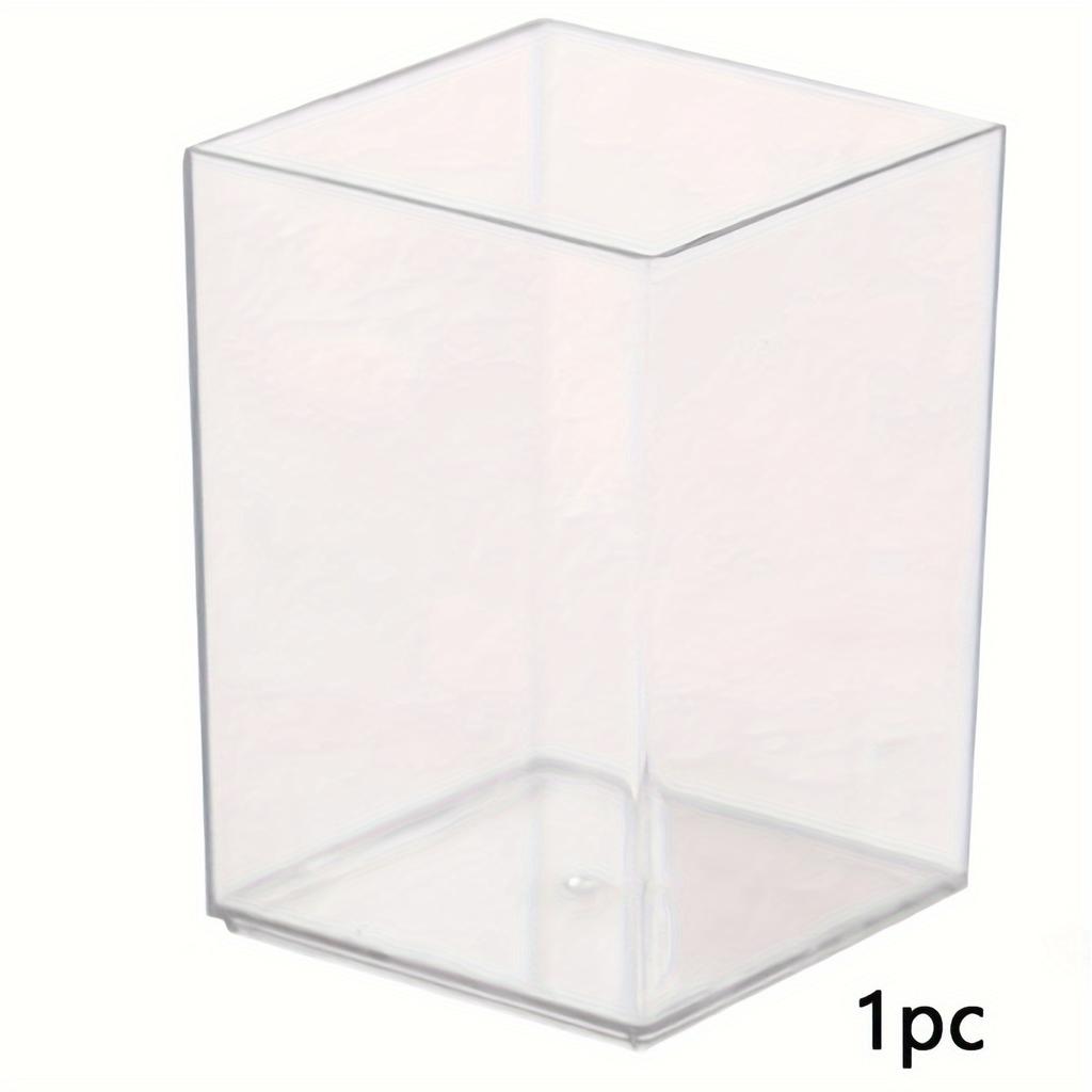 1/2pcs Acrylic Square Pen Holder, Minimalist Clear Desk Organizer for Pens, Pencils, and Stationery, Home, and Office Use