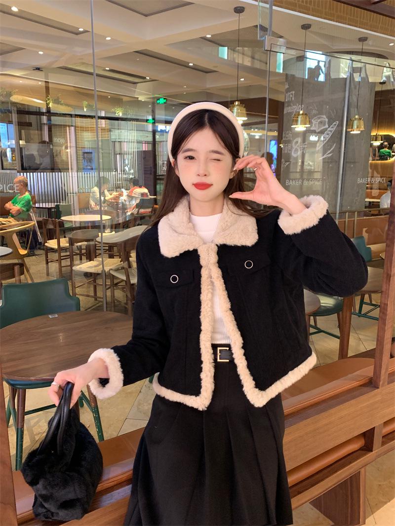 

Plus Size Women s Corduroy Short Jacket - New Autumn/Winter Fashion L чорний