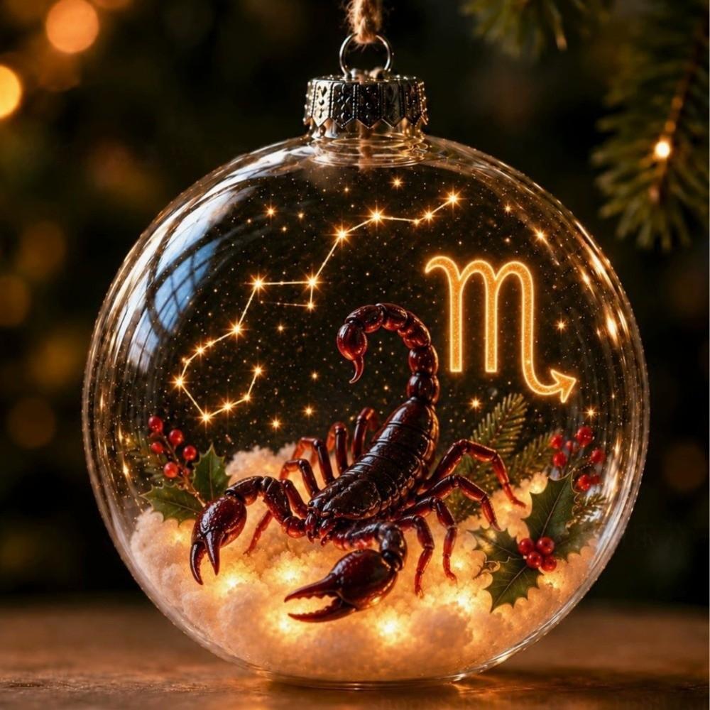 Warm Light Zodiac Ball Ornament Clear Round Shape Lighted Christmas Ornament Christmas Tree Decor