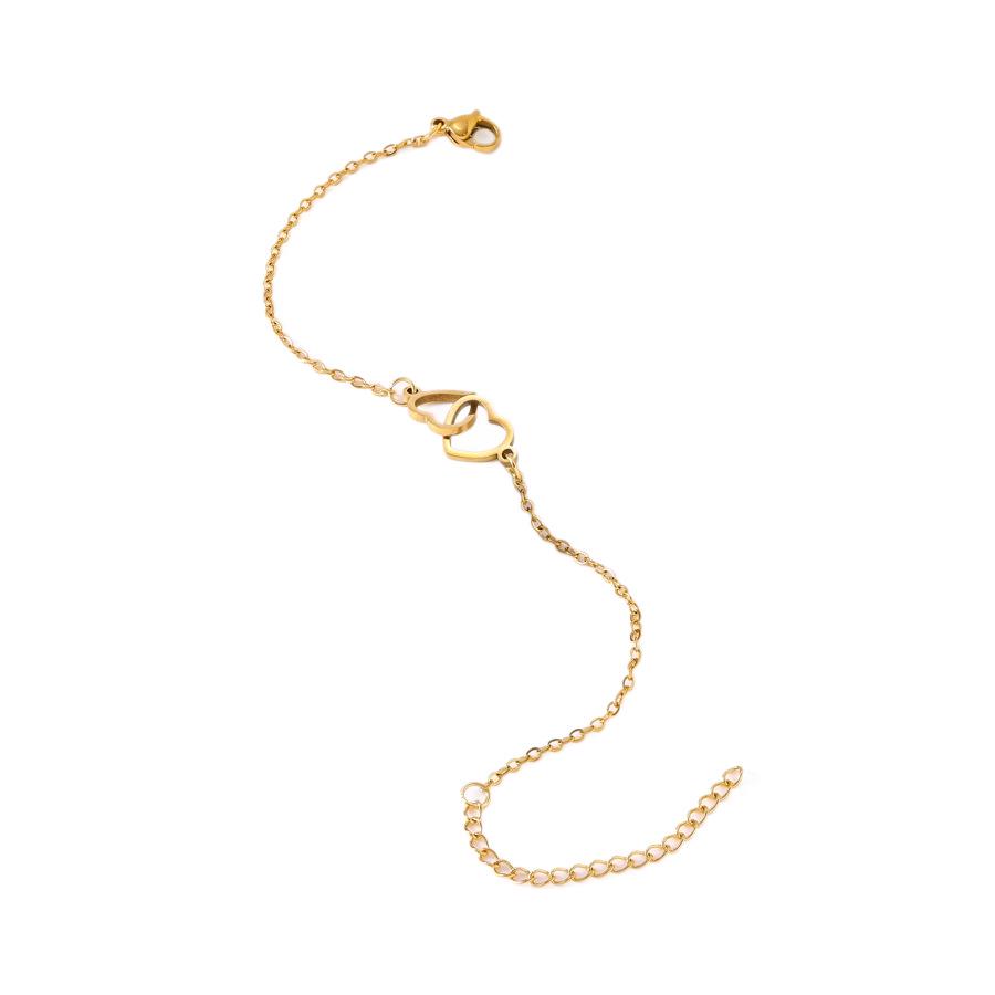 Simple & Stylish 18K Gold Heart-to-Heart Titanium Bracelet for Women; Non-Fading with a High-End, Unique Design
