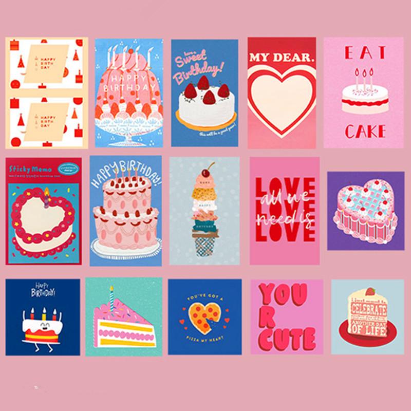 

15 Sheets Birthday Card Postcards Message Cards Nordic Style Decorative Wall Stickers for Living Room 15 Sheets /set